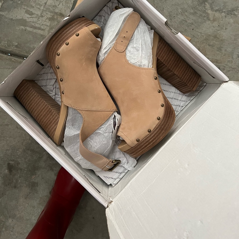 Never work Tan Aldo heels